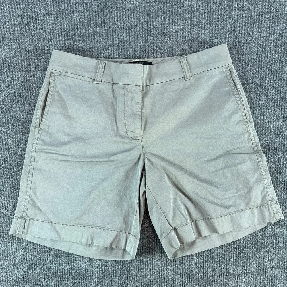J.Crew Chino Shorts Women 2 Khaki Tan Cotton Twill 5 Inch Inseam Bermuda Classic
